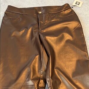 Brown Faux Leather Pants